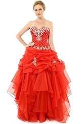 Strapless Sweetheart Lace-Up Ruched Beaded Organza   Ball Gown Prom Dress/Quinceanera Dress 