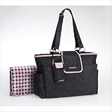 Tonal Dot Tote Diaper Bag in Black / Pink