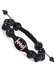Swarovski Elements Fayetteville Spirit Football & Onyx Macrame Bracelet