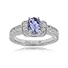 Tanzanite Ring W/ Diamond 14K White Gold Oval title=