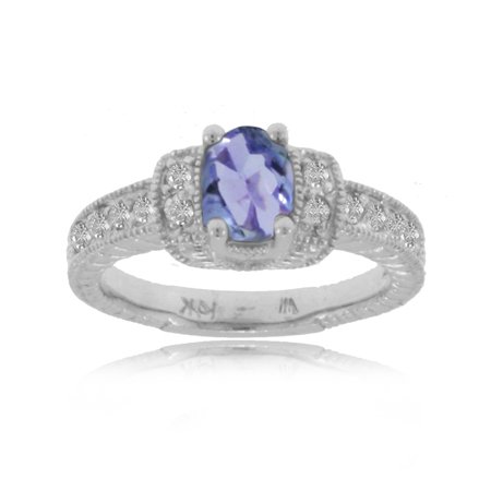 Tanzanite Ring Diamond White Solitaire
