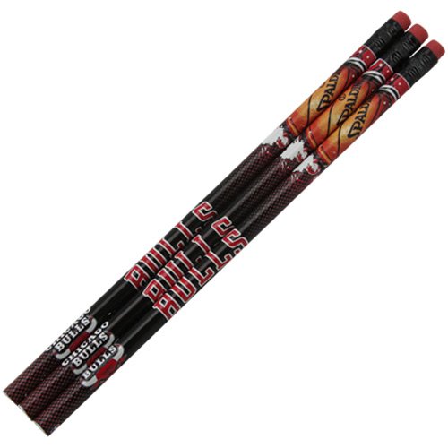 NBA Chicago Bulls 3-Pack Team Logo Pencil Set - Black