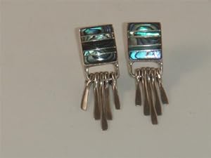 Inlaid Abalone Shell Sterling Silver Earrings - ER-0082