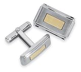STEL Stainless Steel 14k Yellow Gold Inlay Cufflinks