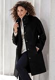 IMAGE OF Roamans Plus Size Contrast Faux Leather Trim Wool Coat (BLACK,24 W)