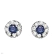 Stud Earrings With Precious Stones - Genuine Diamonds and Sapphires Well Made in White Gold