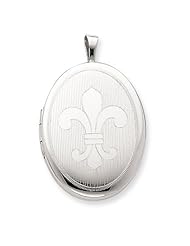Genuine .925 Sterling Silver 20mm Fleur De Lis Oval Locket. 100% Satisfaction Guaranteed.