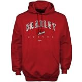 Nike Bradley Braves Red Tackle Twill Hoody Sweatshirt