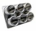 Lipper International 6206 Set of 6 See and Store Containers with Silicone Seal and Magnetic Back with 3-Way Stand, Stainless Steel