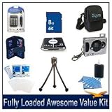 Fully Loaded Awesome Value Kit for Canon a480,a490,a495 Fuji AV100,AX200 Kodak c142,c182,c180,c190 Nikon L22, Olympus FE47 kit includes 8gb SD card,3100 mah nimh ac/dc charger and 4 batteries,camera case,mini digital camera keychain,all in one card reader