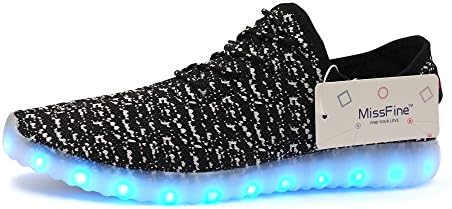 Worobo Unisex LED Shoes Women's Waterproof Summer Shoes Men's Fashion Sneakers, Black, 6.5 B(M)/4.5 D(M)/37