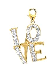 14K Yellow Gold Diamond Love Charm