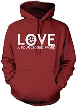 Funny Little Dog Four Legged Word Hoodie, Heathered Red, X-Large