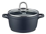 IMAGE OF ELO 97624 Rubicast Cast Aluminum Non-Stick 6-1/2-Quart High Stock Pot Pot with Glass Lid, Black