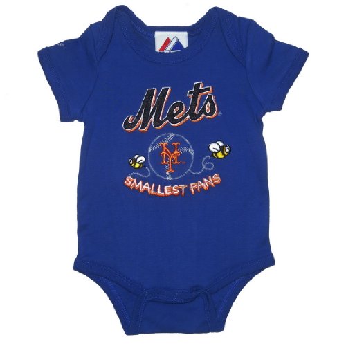 Majestic New York Mets MLB Baby / Infant One-Piece Bodysuit / Romper / Onesie - Blue (Size: 6-9)