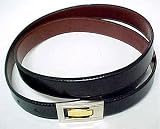 Black Leather Mens Golf Belt With 2 Tone Buckle Dress