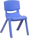 Flash Furniture YU-YCX-001-BLUE-GG Blue Plastic Stackable School Chair with 12-Inch Seat Height