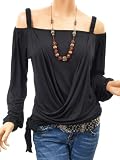 Patty Women Stylish Off Shoulder Cross Tied Long Sleeve Top