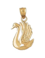 Dazzlers Solid 14k Gold Swan Charm Pendant Available in three colors from jewelsberry (weights: 2.4 grams only)