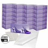 25 x Caraselle Lilac Ladies Shoe Boxes + 12 Clear Adhesive PVC Pockets + 25 sheets of Acid Free Tissue Paper