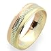 14K Three Tone Gold Wedding Bands For Men 6MM Diamond-Cut Ring , Size 9.5