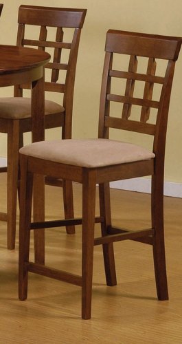 24 Inch Bar Stool with Wheat Back Design (Set of 2) in Cappuccino - Coaster