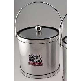 Kraftware 21668 Alabama 3 Quart Brushed Chrome Mylar Ice Bucket with Metal Cover by Kraftware