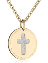 Rebecca "Word Glam" Gold Over Bronze Shimmering Cross Pendant Necklace