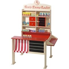 Kaufmannsladen- Kaufladen  "Tante Emma" Holz exclusiv mit 40 teiligem Zubeh�rset
