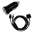 Ecomgear Universal USB Mini Car Charger Adapter + USB 3.5mm Jack Car AUX Audio Charger Connector for Ipod Iphone 4 4s 3g 3gs