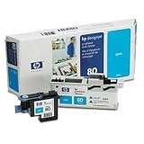 HP® C4820A, C4821A, C4822A, C4823A Printhead and Cleaner INKCART,NO.80,CYN PRTHEAD (Pack of2)