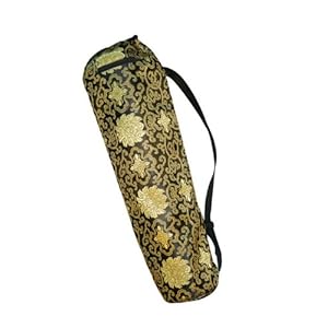 j/fit Printed Black Silk Yoga Mat Bag