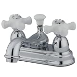 Kingston Brass CC20L1 Vintage 4-Inch Centerset Lavatory Faucet, H&C Porcelain Cross Handle, Polished Chrome (Not CA/VT Compliant)