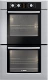Bosch 500 HBL560UC 30 Double Electric Wall Oven with Genuine European Convection in Upper Oven, 16 Cooking Modes in Upper Oven, Ergonomic Retractable Dials with Glass Touch Controls and Meat Probe
