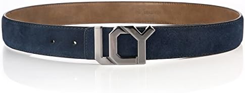 Generic Suede Leather Belt for Men with Plate Buckle 36 Blue