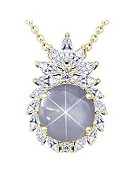 18K Yellow Gold Oval Cut Blue Sapphire And Marquise Diamond Pendant