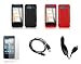 HTC Evo Shift 4G (Sprint) Premium Combo Pack - 2 Hard Snap-On Cover Skin Cases (Black, Red) + Screen Protector + Micro USB Cable + Car Charger