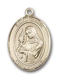 Gold Filled St. Clare of Assisi Pendant with Stainless Gold Heavy Curb Chain 24 inch