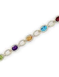 14kt Yellow Gold Oval Multi Color Bracelet.