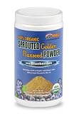 Natural Alpha Omega 100% Organic Canadian Sprouted Golden Flaxseed Powder with Blueberries, 16 Ounce Canister