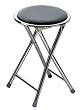 Premier Housewares Round Shaped Folding Stool with Chrome Frame, 45 x 30 x 30 cm, Black