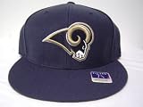 Size 7 1/2 Navy Blue NFL St. Louis Rams Flat Bill Fitted Cap / Hat