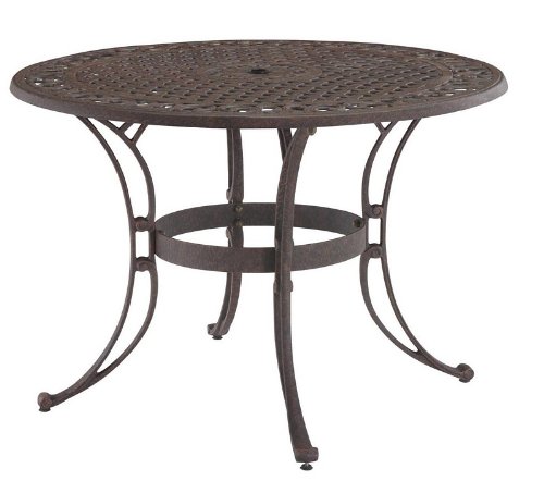 48 Outdoor Dining Table with Patterned Top in Rust Brown Finish