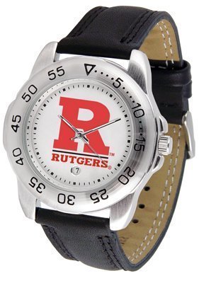 Rutgers Scarlet Knights Suntime Mens Sports Watch w/ Leather Band - NCAA College Athletics