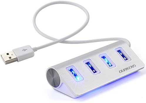 USB Hub, Ourkens Premium 4 Port Silver Aluminum USB 2.0 Portable Hub (9.5" cable) for iMac, MacBook Air, MacBook Pro, MacBook, Mac Mini, or any PC (4-Port USB 2.0 Hub)