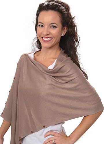 Selah V Fashion Womens's Shawl Wrap with Buttons, Versatile Travel Wear  - Brown