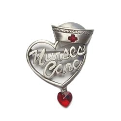 Nurses Care Pewter Pin with Genuine Austrian Crystals