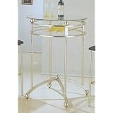 Modern Silver Metal Round Pub Bar Table w Glass Top by visiondecor Furniture