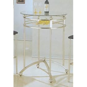 Modern Silver Metal Round Pub Bar Table w Glass Top by visiondecor Furniture