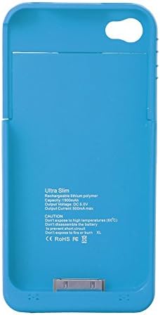 ELENKER™ Super Quality External 1900mah Battery Pack Power Station for Apple Iphone 4/4S with Protective Back Cover Portable Case Charger (Sky Blue)